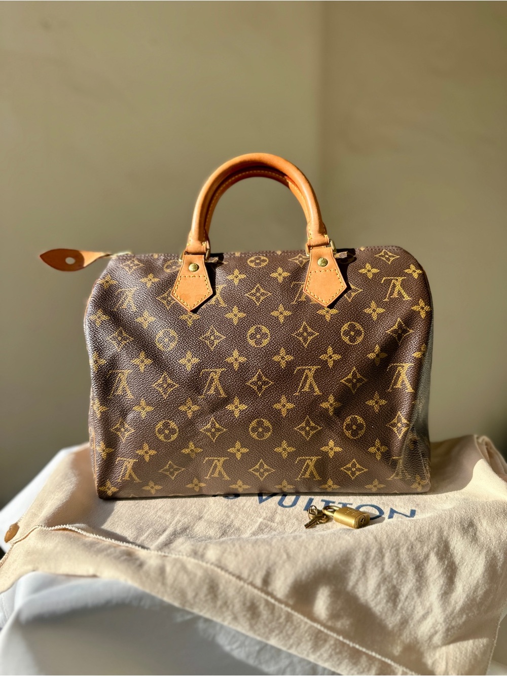 LOUIS VUITTON Speedy 30 Monogram Canvas Bag w/ Lock & Key 305
